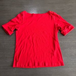Ralph Lauren Red Boat Neck Cuff Tshirt Blouse L
